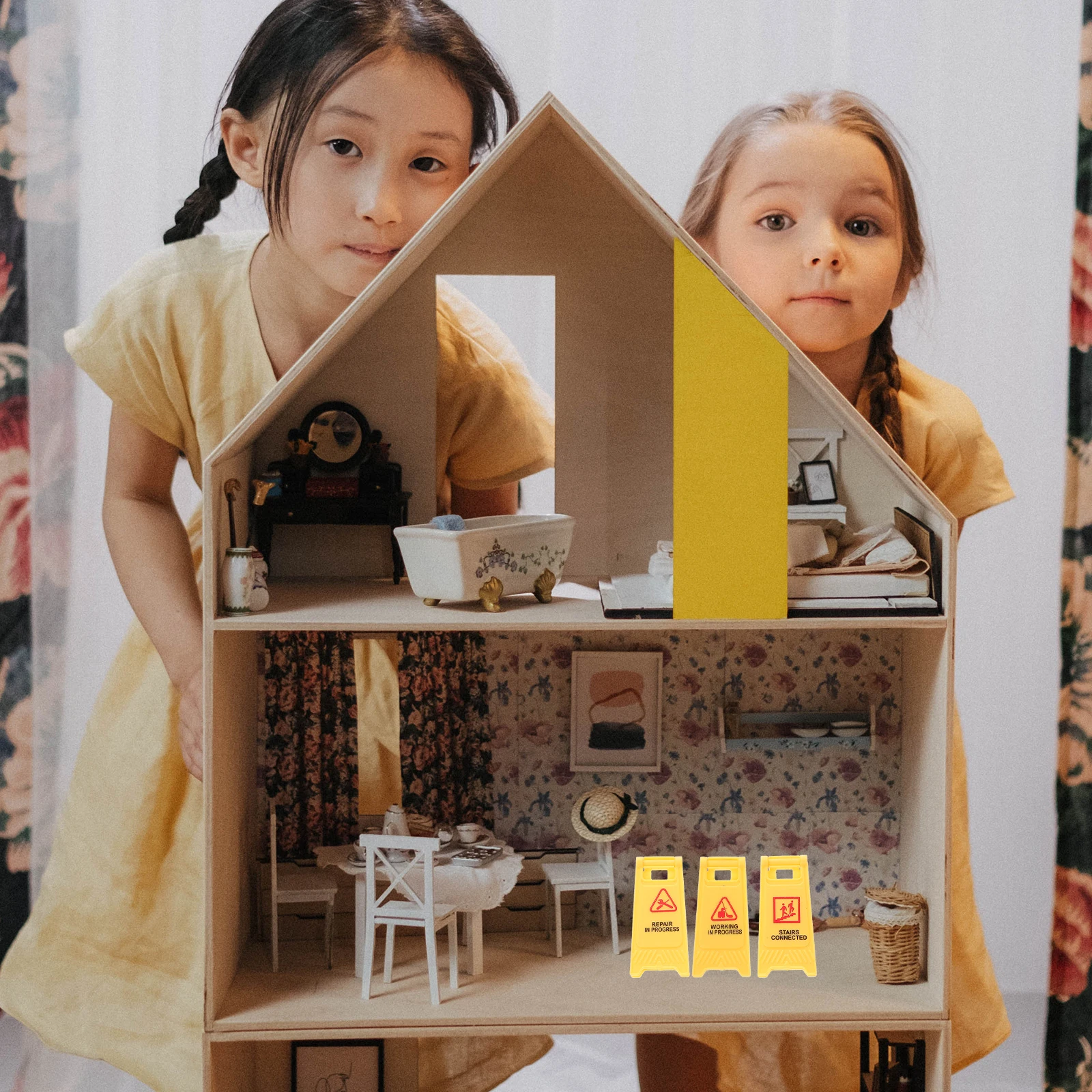 

1 set 1 Set Miniature Traffic Sign Kids Educational Cognition Plaything Bright Plastic Roadblock Simulation Pretend Play