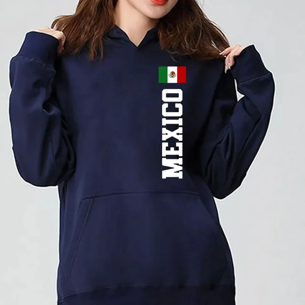 Moletom de manga comprida masculino e feminino, capuz gráfico, bandeira mexicana, Viva México, unissex, outono, inverno