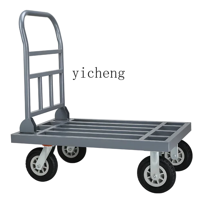 

flatbed trolley folding push goods truck silent household pull goods portable small pull cart