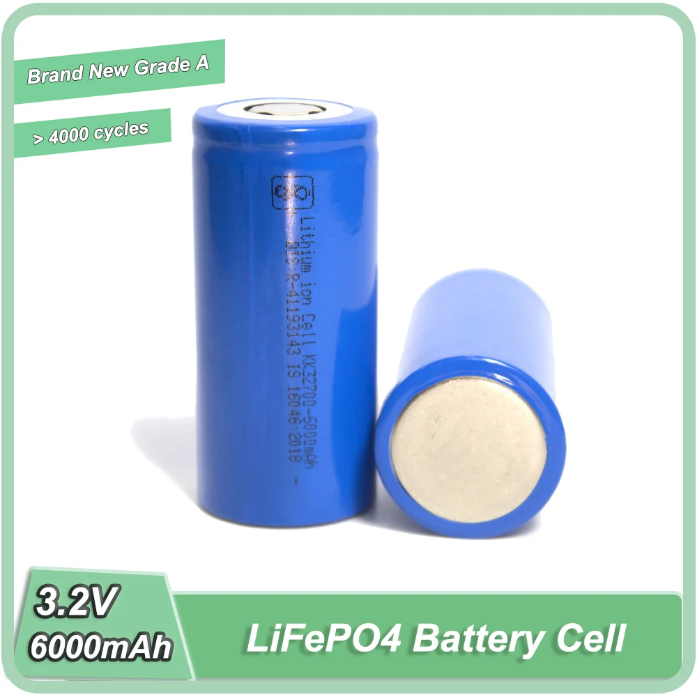 LFP 3.2V 32700 6000mAh LiFePO4 Cylindrical Rechargeable High Capacity Battery for Electric Vehicle UPS Energy Storage