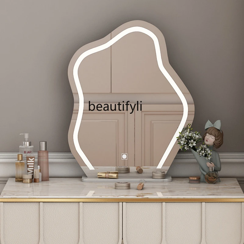 High-Grade Cloud Makeup Mirror Led Dressing  Desktop Reversible Desk Mirror with Light Smart Mirror