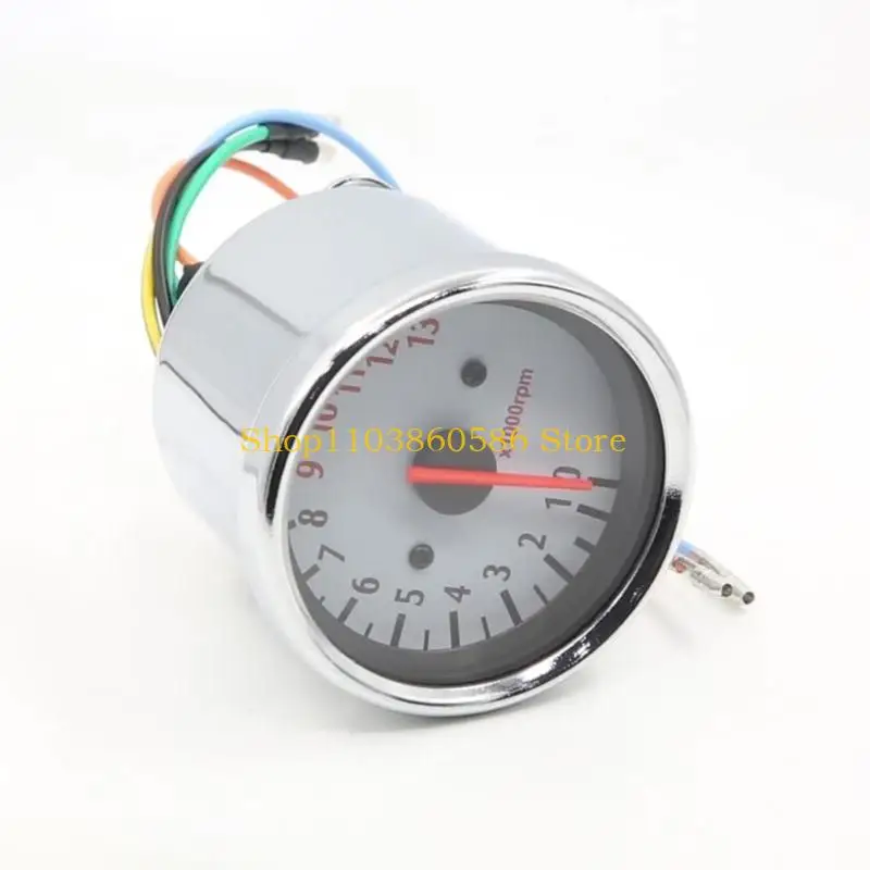 242A Stainless Tacho Gauge with Backlit Motorcycle Tachometer Universal Retro Style Motorbike Accessory 13000RPM Counter - view 5