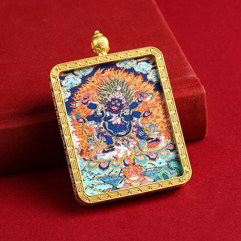 المعلقات الذهبية الثانغكا رسمت باليد النمط التبتي السماء السوداء العظيمة ماستر طويل Wuye الرجال النساء تعويذة التأمل مجوهرات