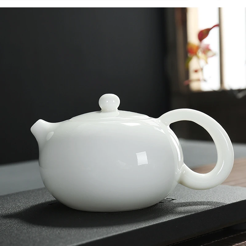 Chinese Ceramics Dehua White Teapot Shih Kettle Ivory handle pot Side Kung Fu tea set Single jade porcelain bowl