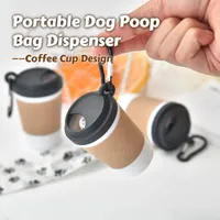Dog Poop Bag Dispenser – Discreet Coffee Cup Clip-On Case with Quick-Draw Waste Bags & Leash Ring for Hands-Free Walks