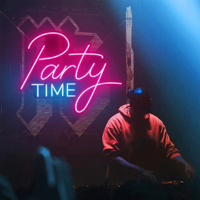 Custom Made Free Design Colorful Anime Neon Lights Lets Party Delicate Neon Light Signs