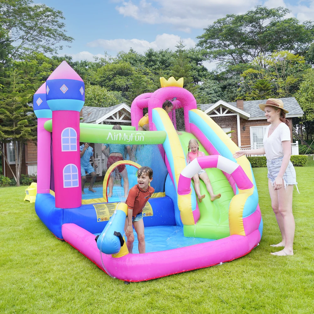 

Новый стиль, розовый замок, уличная семейная вечеринка, водная горка, бассейн, дом, горка, надувной замок-батут