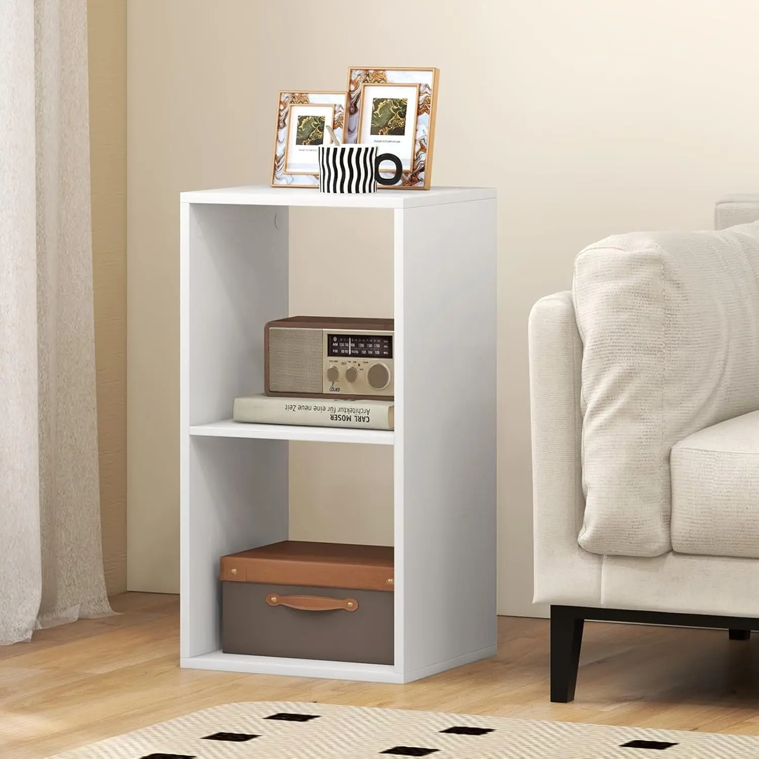 

2 Tier Wooden Storage Cube Organizer Bookshelf,Open Back Display Shelf for Living Room Bedroom Study,Customized