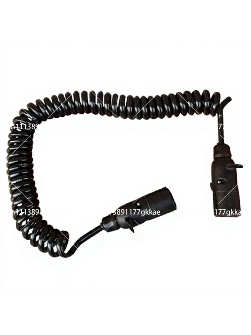 Heavy Duty 7 Core Trailer Cable Spiral Coiled Semi Truck Connection Cord with Breakaway Switch Plug