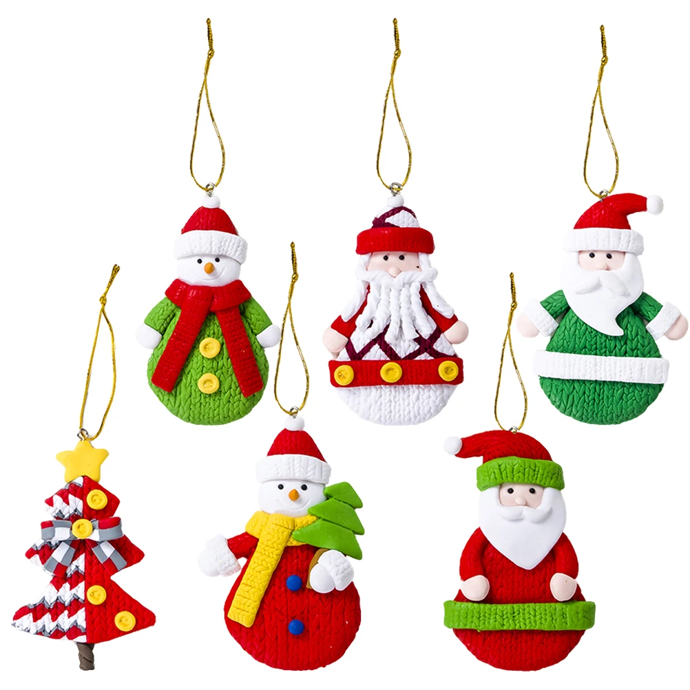 

6 Pcs Set Ornaments for s Pendant Minature Tree Decorations Clay Material Perfect Decors Christmas