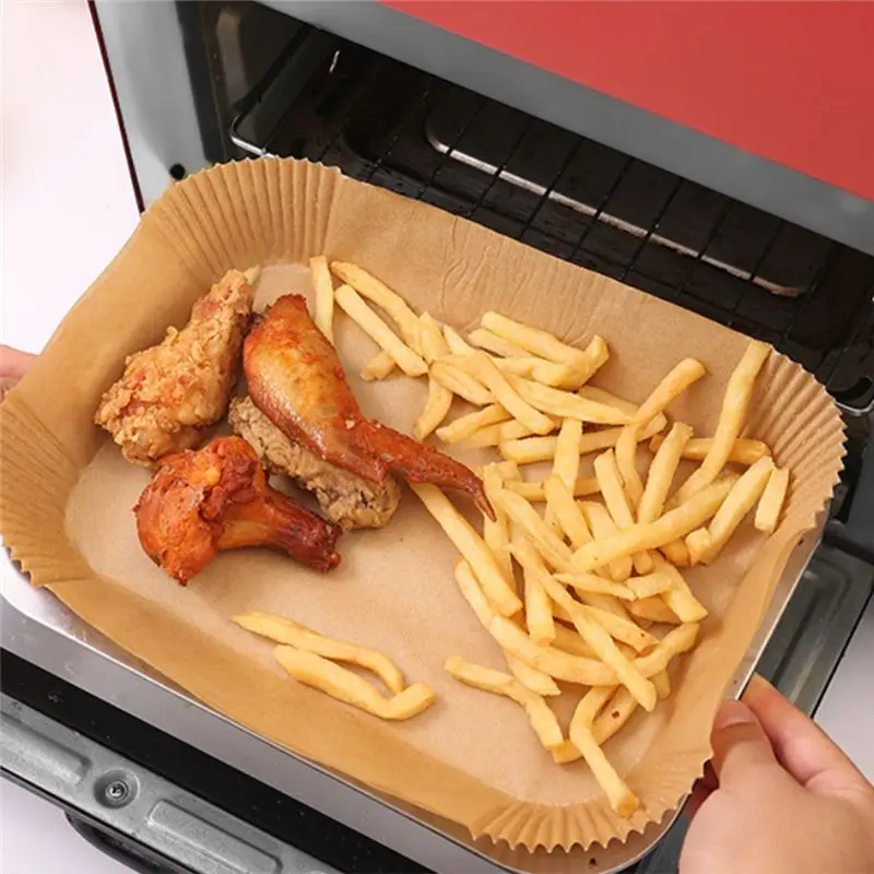 (ABUB) 100PCS Air Fryer Liners Rectangle, Air Fryer Liners for Ninja DZ201 DZ401, Air Fryer Baking Paper for Ninja Foodi Dual