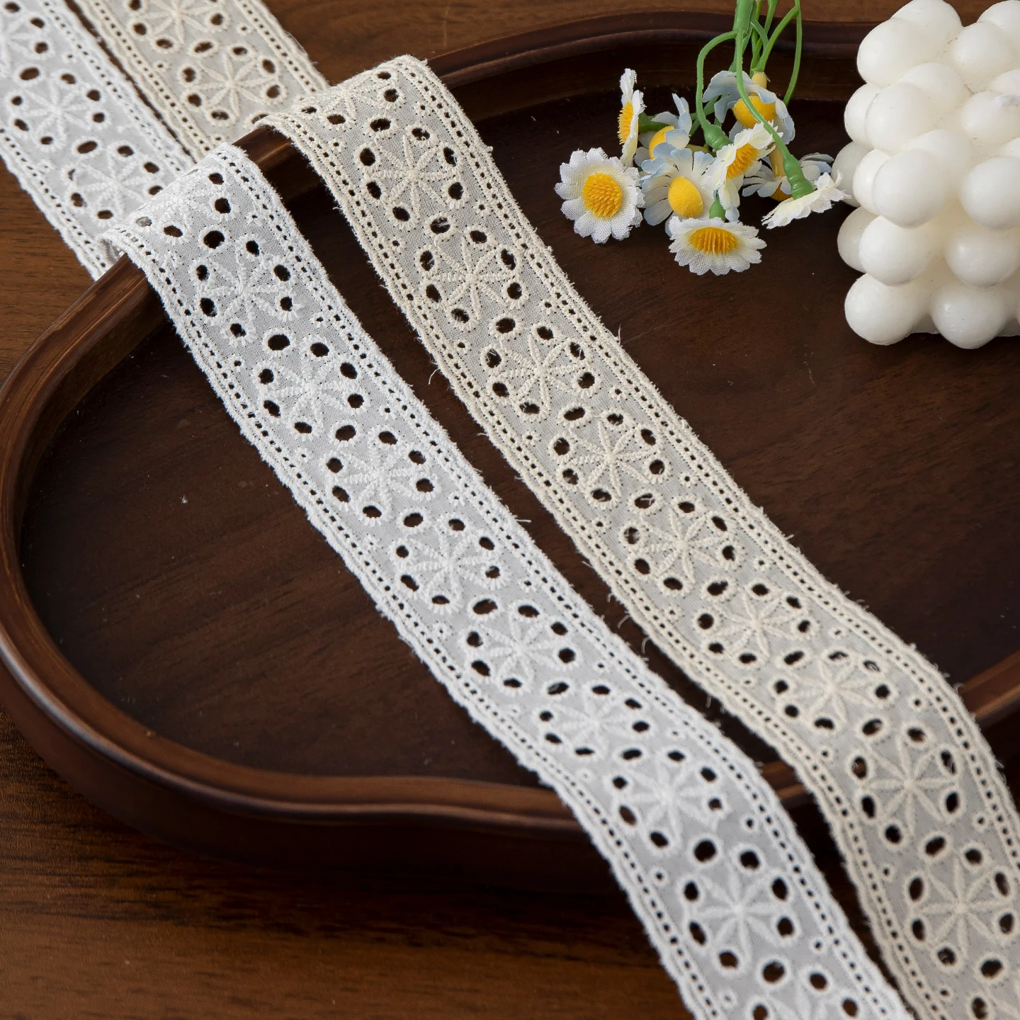 100% Cotton Embroidery Lace Trimming French Hollow Lace Ribbon Fabric Guipure DIY Trims Crafts Knitting Sewing Accessories