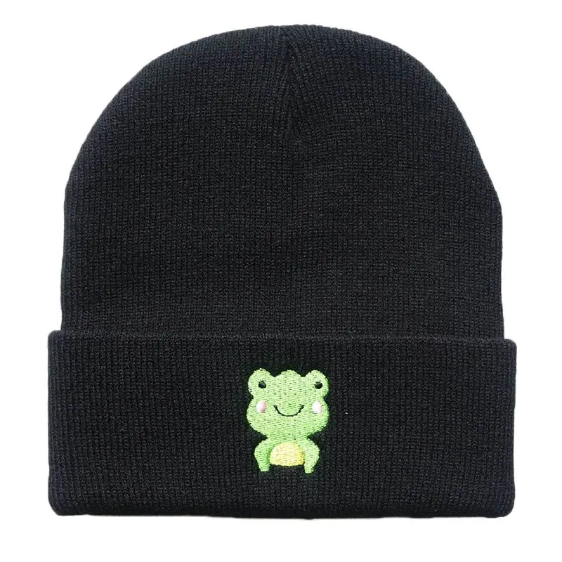 Fashion Frog Embroidery Knitted Hat Woman Men Autumn and Winter Warm Beanies Acrylic Knit Caps