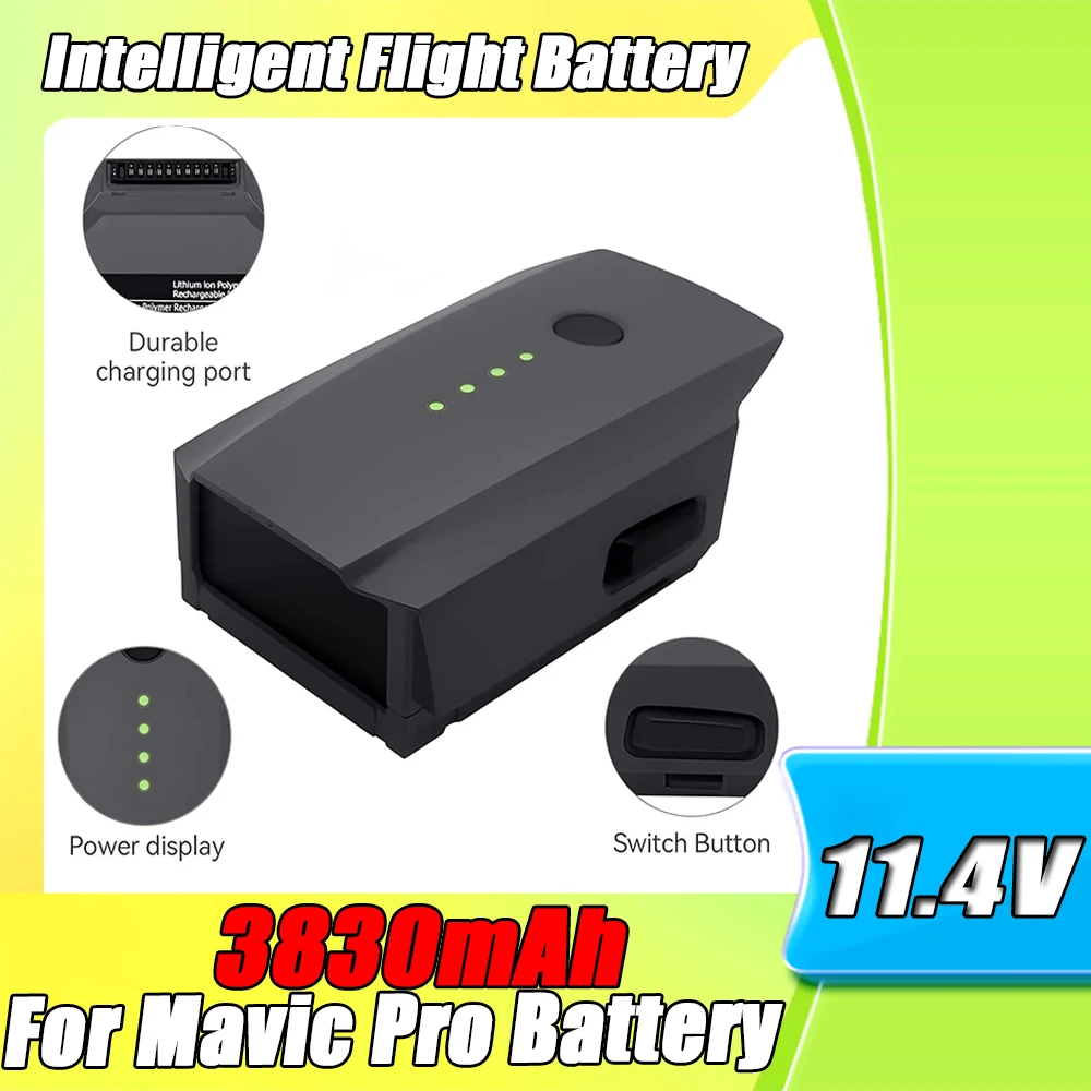 Аккумулятор для Mavic Pro 3830 мАч, время полета 27 минут, совместим с интеллектуальными аккумуляторными батареями серии Mavic Pro, аксессуары.