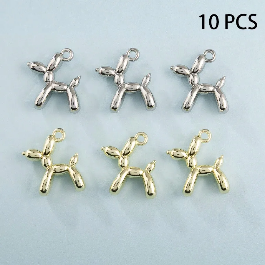 

10pcs Gold Silver 3D Balloon Dog Alloy Charms for DIY Keychain Bag Pendant Jewelry Accessories Necklace Jewelry Making