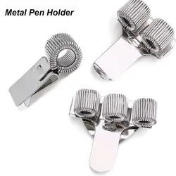 1PC Single/Double/Triple Hole Metal Spring Pen Holder With Pocket Clip Portable Doctors Nurse Uniform Pen Holder Office Supplies