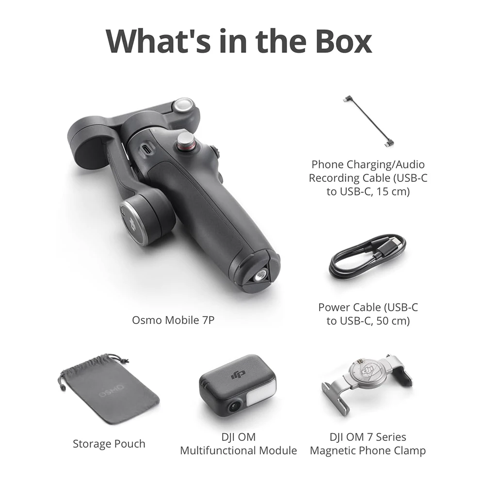 DJI-Osmo Mobile 7P تثبيت Gimbal قوي ثلاثي المحاور ، عمر بطارية 10 ساعات ، شحن هاتف ، أصلي ، جديد