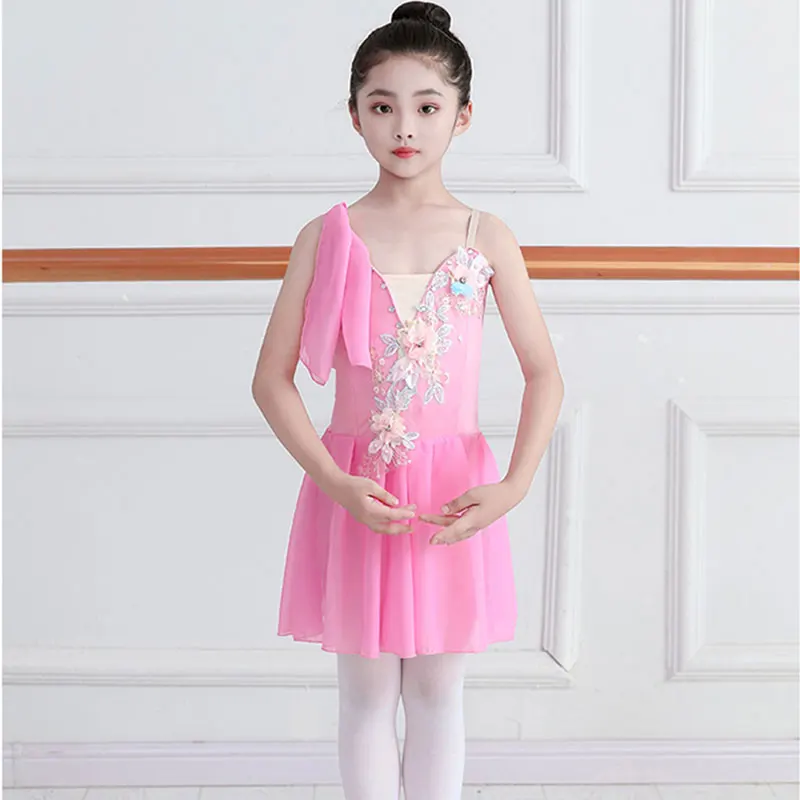 Children Ballet Dress Girls Pink Blue White Chiffon Classical Leotard Ballet Dress For Kids Modern Dance Chinese Sling Dress