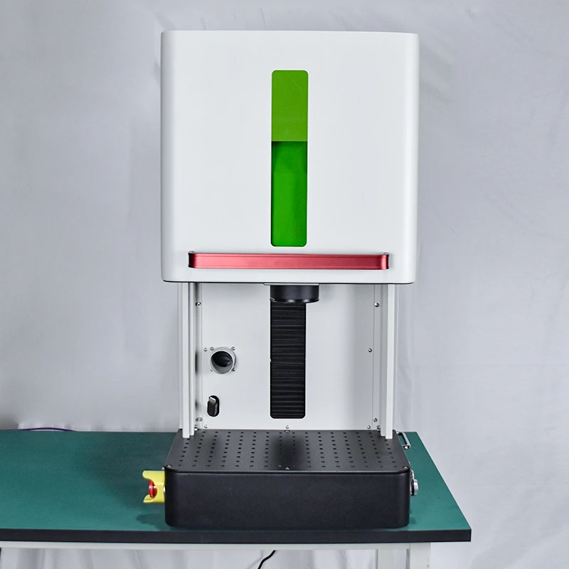 Hot Sale 100W Enclosed Fiber Laser Marking Machine Used Galvo Brand Marking Head Laser Source DXF PLT AI Home Use Glass