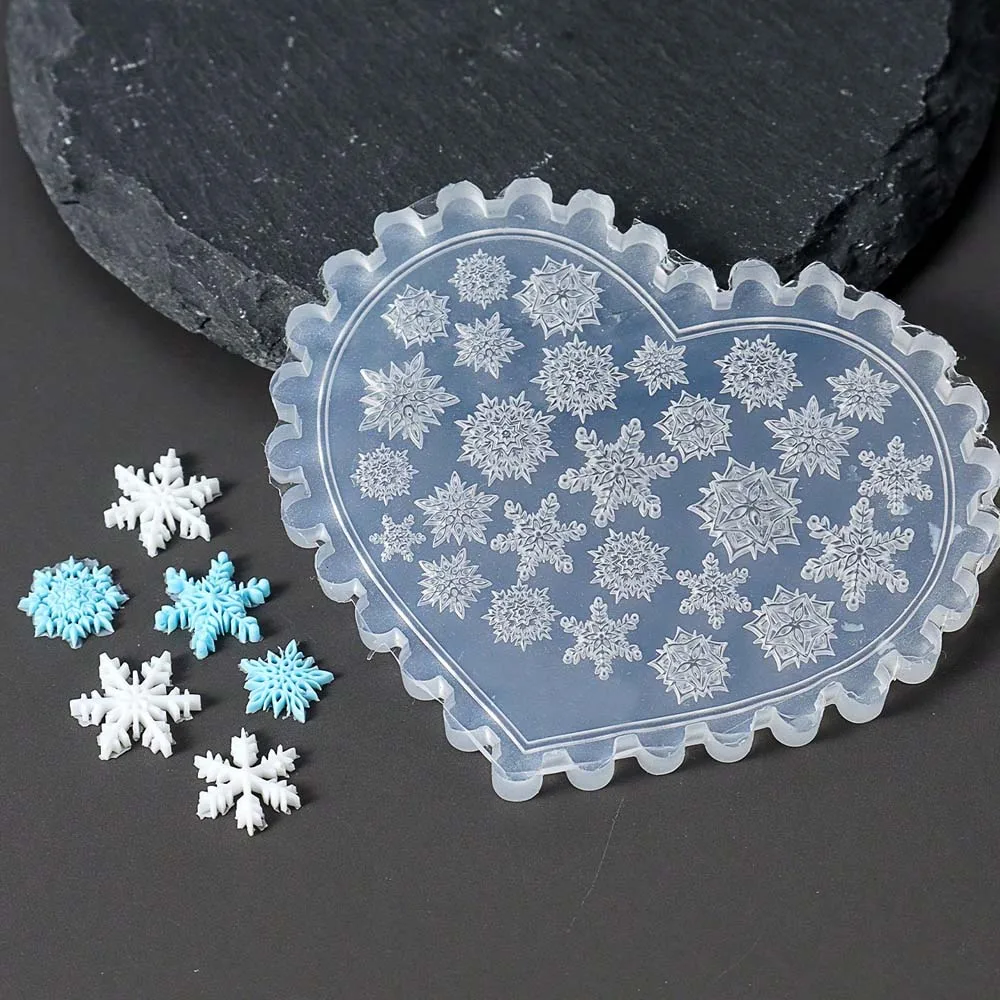 Winter Silicone Nail Carving Mold Christmas Snowflakes Design Mould Stamping Plate Gel Stencils Nail Charms DIY Manicure