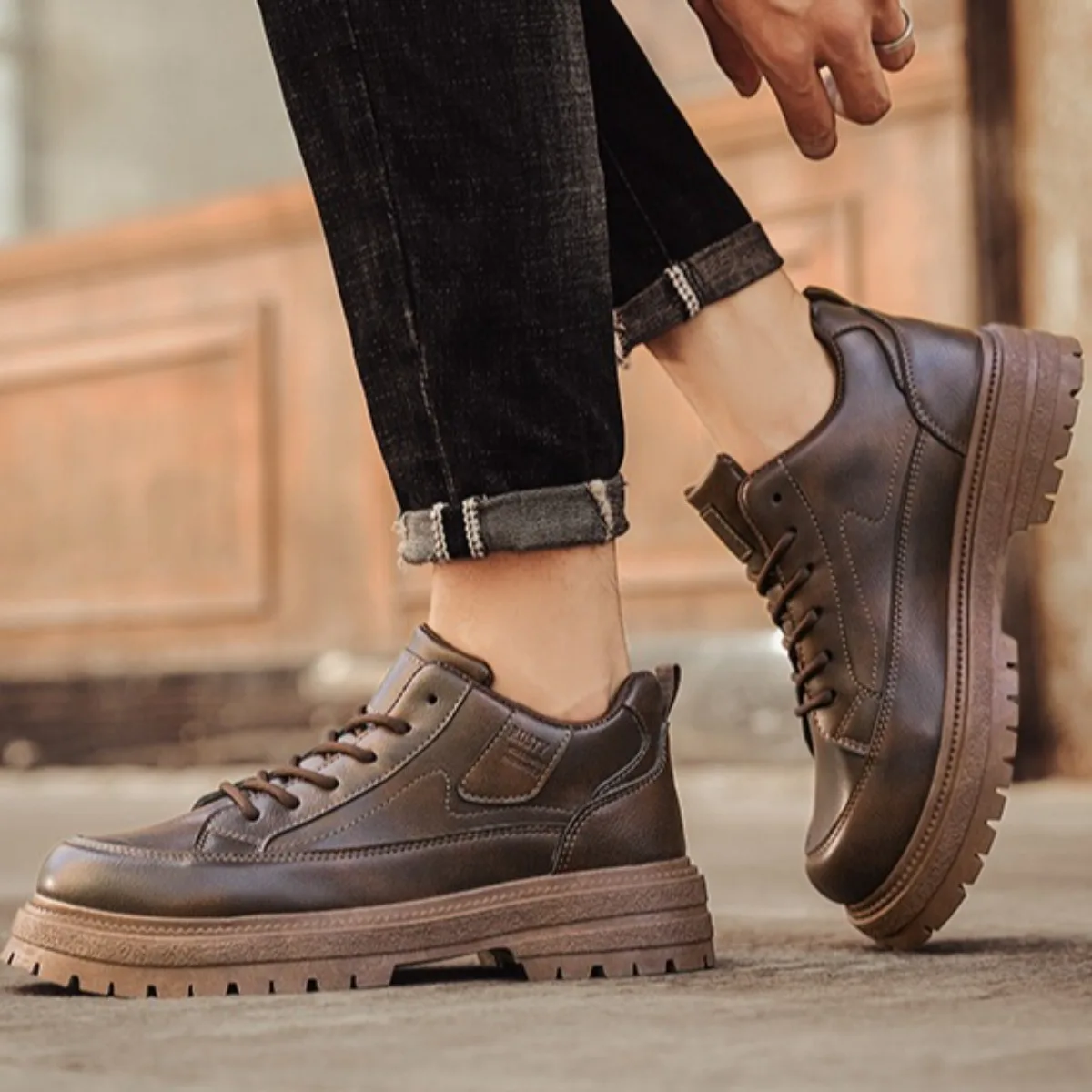 

Men's Casual Work Boots Thick Sole Anti-Slip Outdoor Walking Shoes Comfortable Sports Style Non-Slip & Fatigue-Free All Day