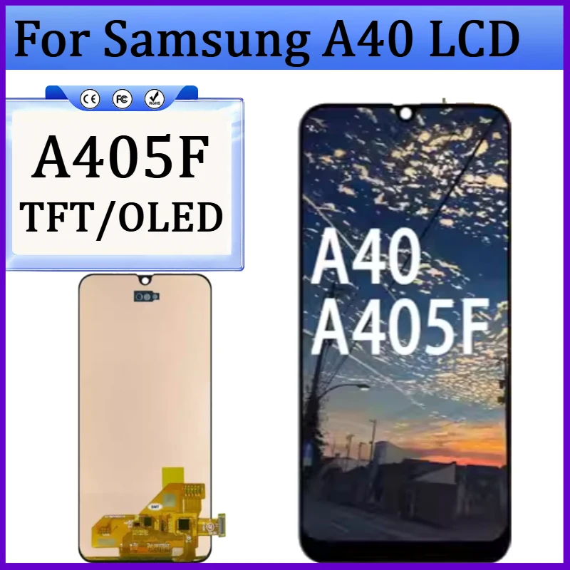 

New TFT/OLED Screen For Samsung A40 LCD Display Touch Screen Digitizer with Frame For Samsumg Galaxy A40 A405F LCD