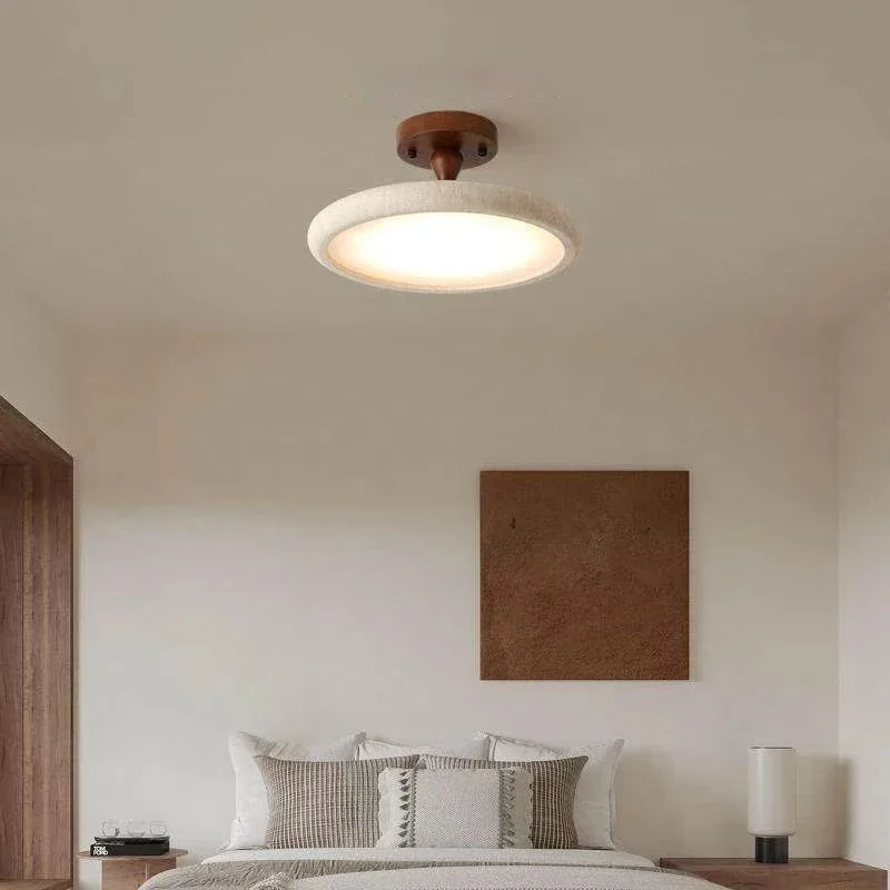 

Retro yellow cave stone wood LED ceiling light Nordic art home decoration bedroom ceiling light restaurant lighting fixture