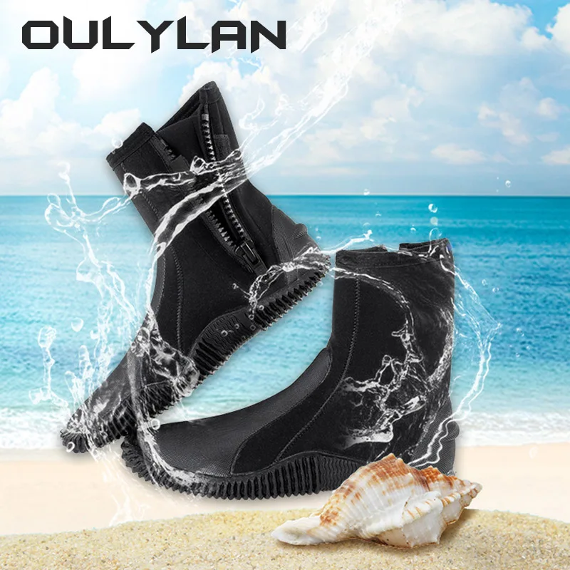 Oulylan NEW 5MM Neoprene Scuba Diving Boots Water Shoes Vulcanization Winter Cold Proof High Upper Warm Fins Spearfishing Shoes