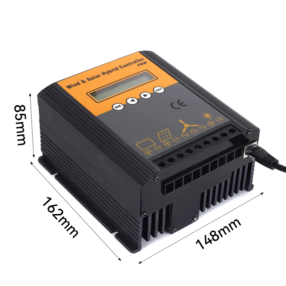 Imagem -02 - Controlador de Carga Pwm para Sistema Híbrido Solar e Eólico Regulador Automático Gerador de Moinho de Vento Uso Doméstico 3000w 4000w 12v 24v 48v