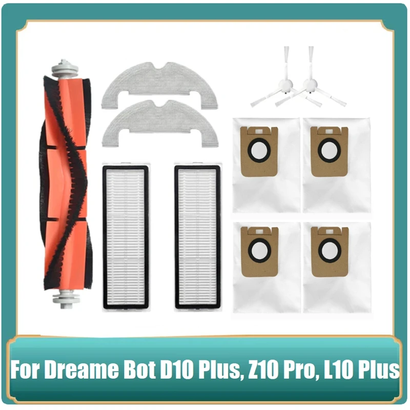 Pièces de rechange pour aspirateur robot Dreame Bot D10 Plus, brosse latérale principale, filtre, vadrouille, sac à poussière, RLS3D, Z10 Pro, L10 Plus, 11 pièces