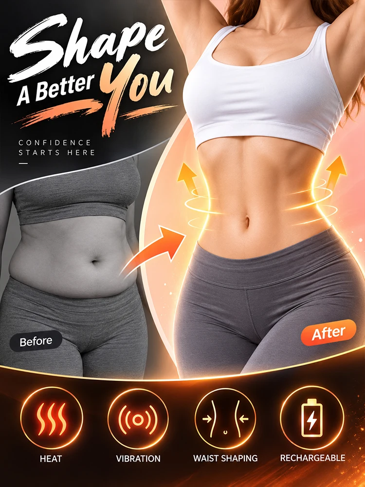 Abdominal Massager Belt Heating Vibration Electric Waist Massage Device Rechargeable Relaxation Belt
