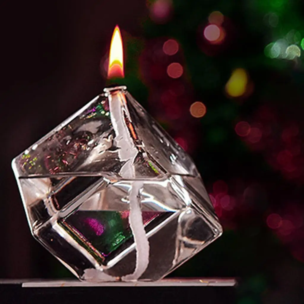 Clear Glass Oil Lamp Small Hurricane Lantern Refillable Modern Tealight Candle Holder for Home Decorative Lighting