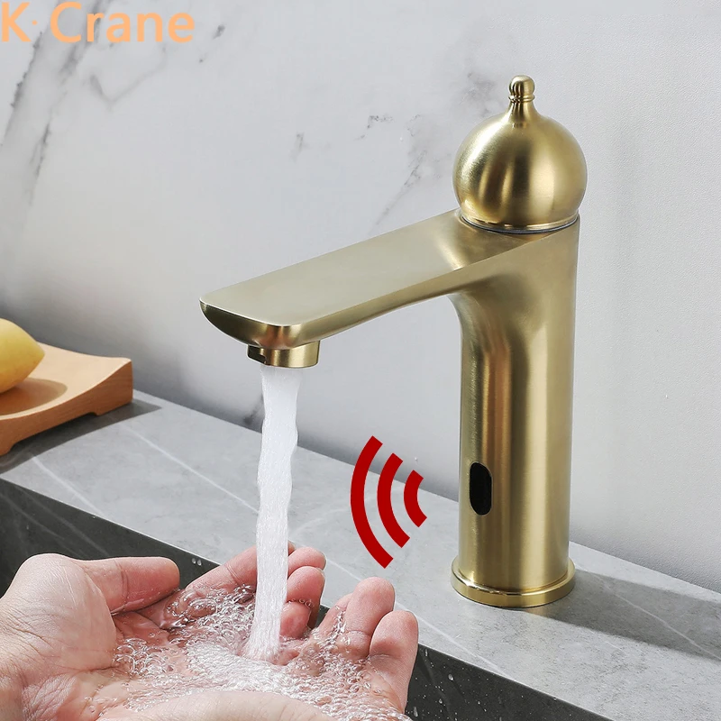 Infrared Motion Sensor Touchless Faucet Bathroom Hot Cold Mixer Stainless Steel Tap Basin Sink Deck Mount Induction Modern Grifo