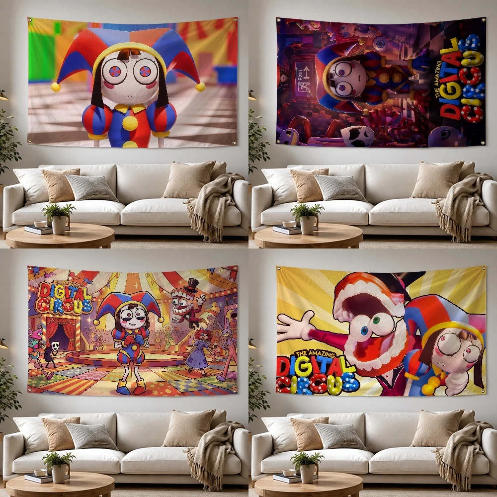 cartoon A-Amazing Digital Circus Outdoor Flag for Home Camping Party Club Decor Garden Yard Wall Hanging Banner
