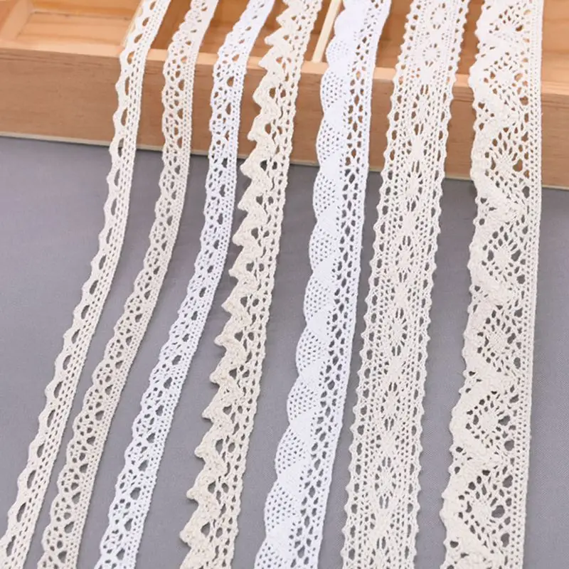 Cinta blanca de encaje bordado de 5 o 10 yardas para costura DIY, artículos y accesorios para confección y costura de ropas, artesanías hechas a mano