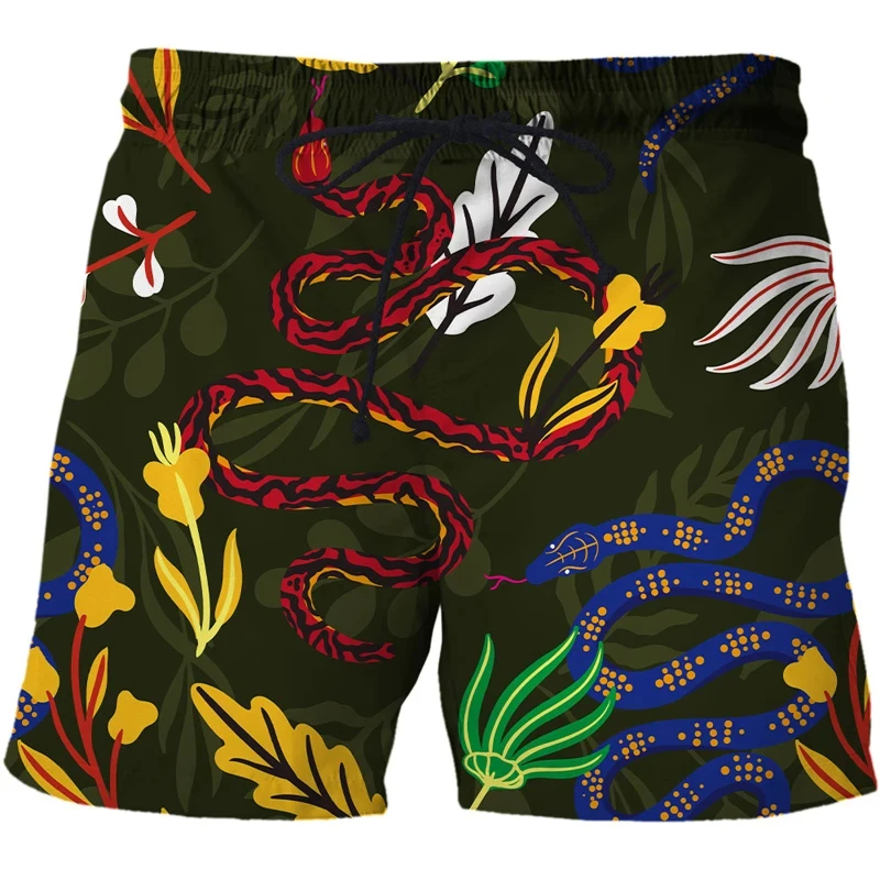 3D Printed Horror Animal Snake Graphic Beach Shorts For Men Funny Hawaiian Board Shorts Vacation Male Bermudas  Short Pants