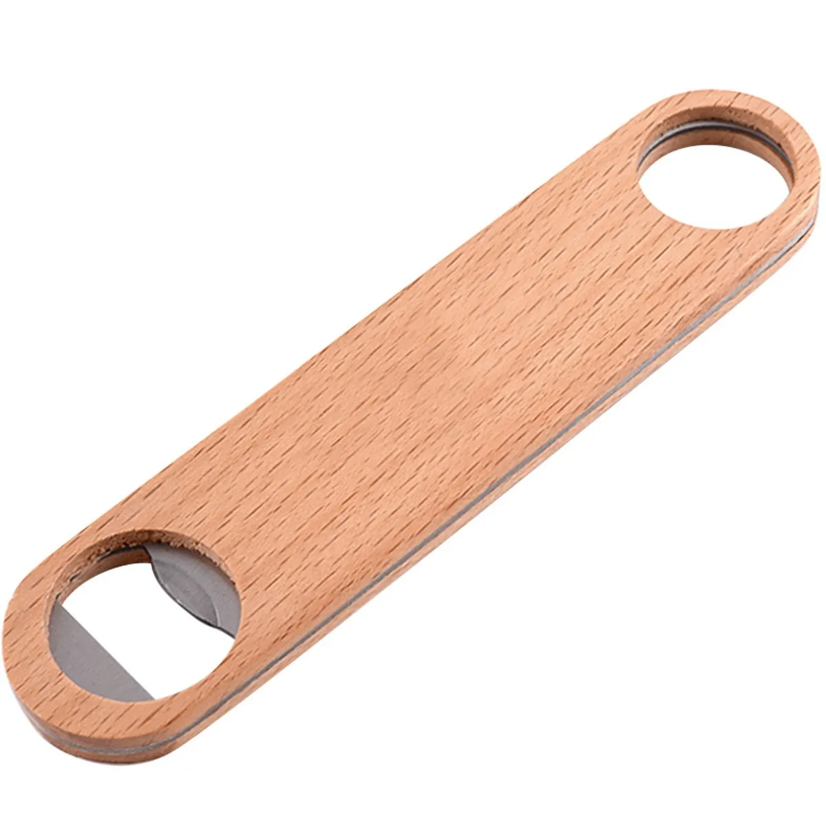 

100Pcs/Lot DIY Wooden Stainless steel Large Flat Beer Bottle Opener Wedding favor Tool Bar Beer Wine Openers Custom Logo