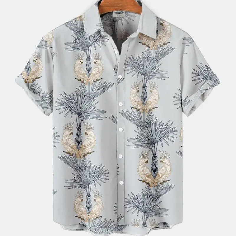 Blumenmuster Shirt für Herren Vintage Kleidung Urlaub Kurzarm Blumen lässig soziale übergroße bedruckte Mode Tops Dazn