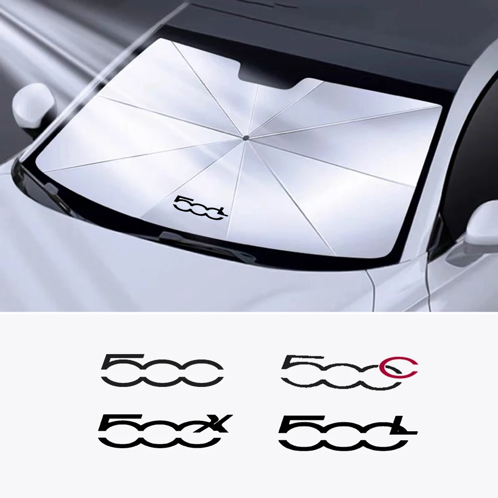 Parasole Pieghevole per Parabrezza Auto, Accessorio Ombrello Protettivo per Fiat 500, 500C, 500X, 500L (2012)