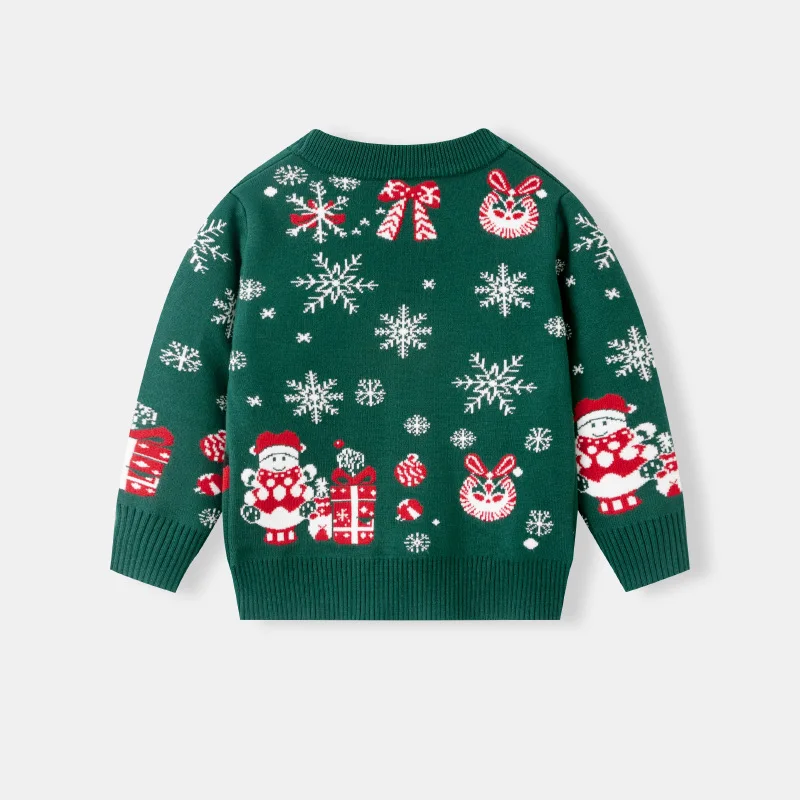 Christmas Kids Knitted Cardigan Autumn Winter Children's Sweater Double-layer Jackets for Boys Girls Outerwear Baby Outfits