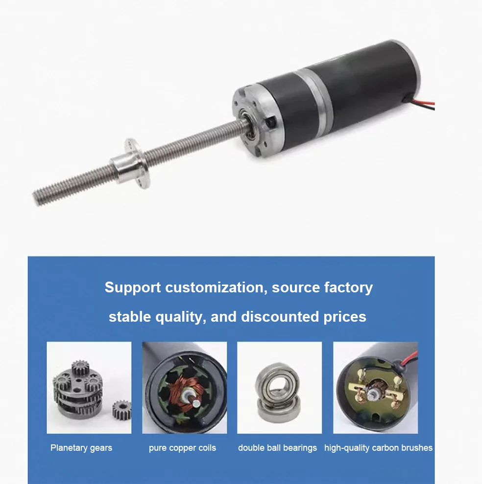 100kg 36mm 36ZY M8 100mm/50mm Threaded Long Shaft Planetary DC Reducer Motor Long Shaft Screw with Large Torque 12V24V