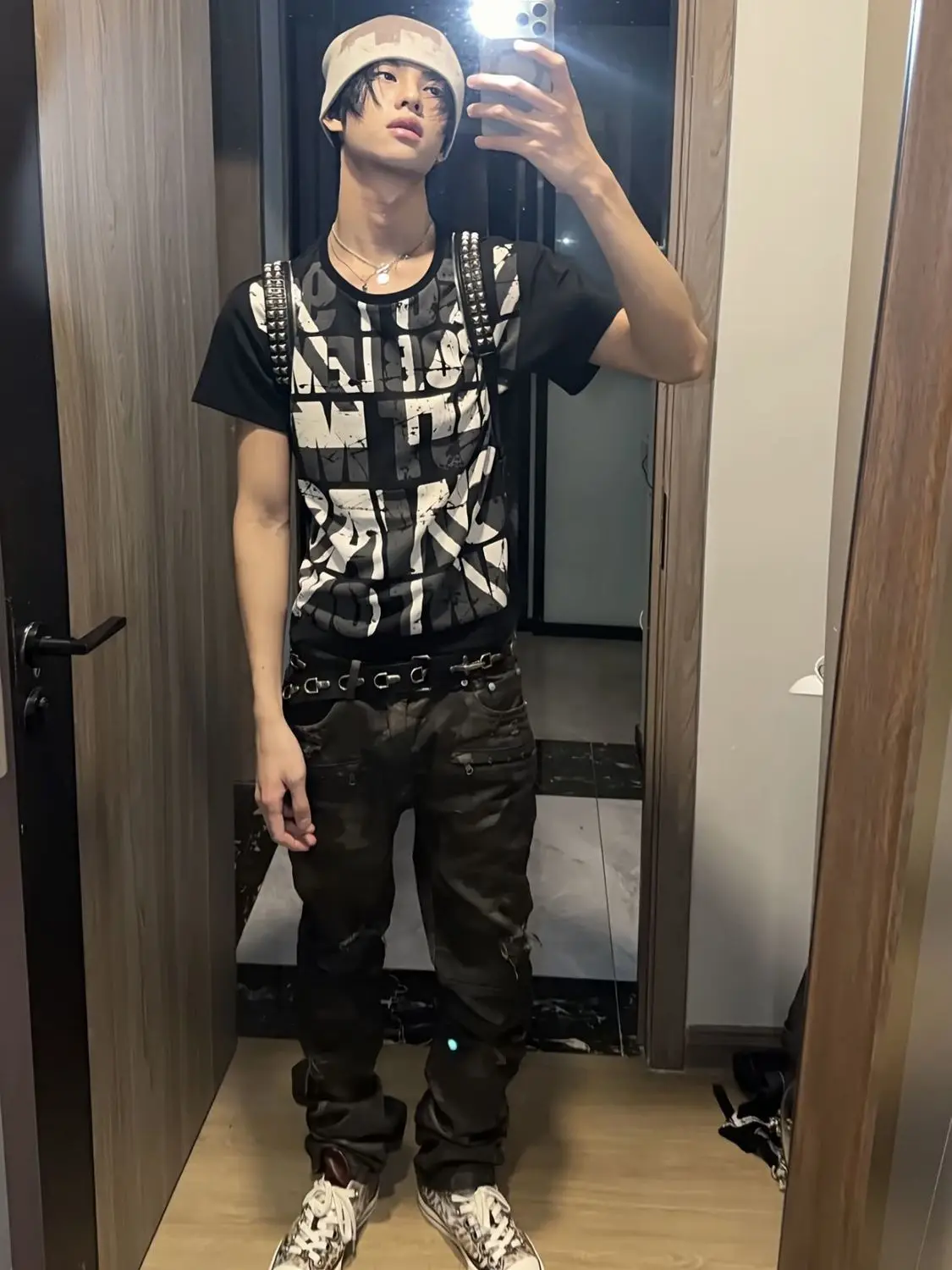 Jack flag black and gray slogan front shoulder fit short-sleeved T-shirt men's and women's street light Asian summer y2k top