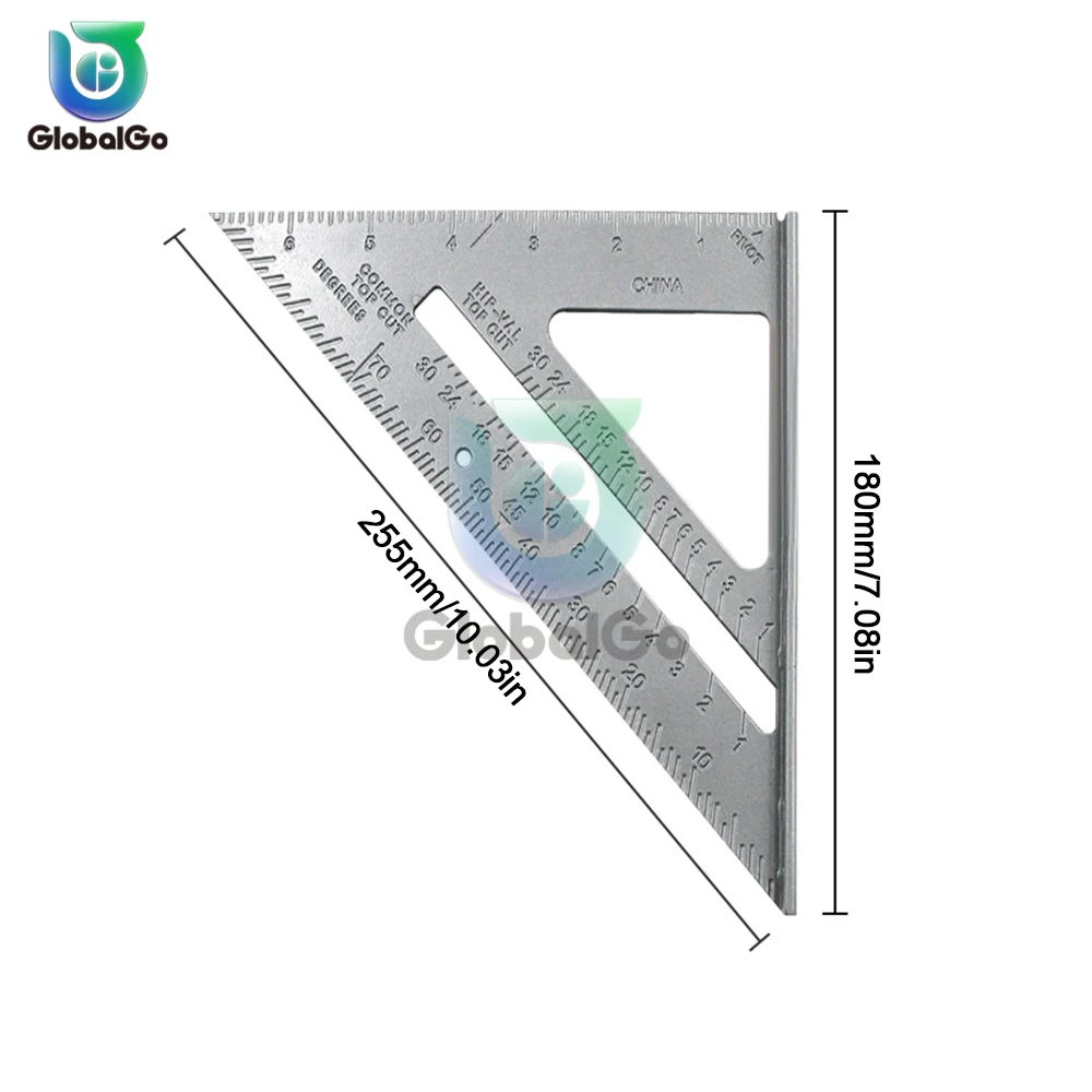 7\'\' Triangle Ruler Square Angle Protractor Aluminum Alloy Right Angle Ruler For Building Framing Carpenter Measuring Tools