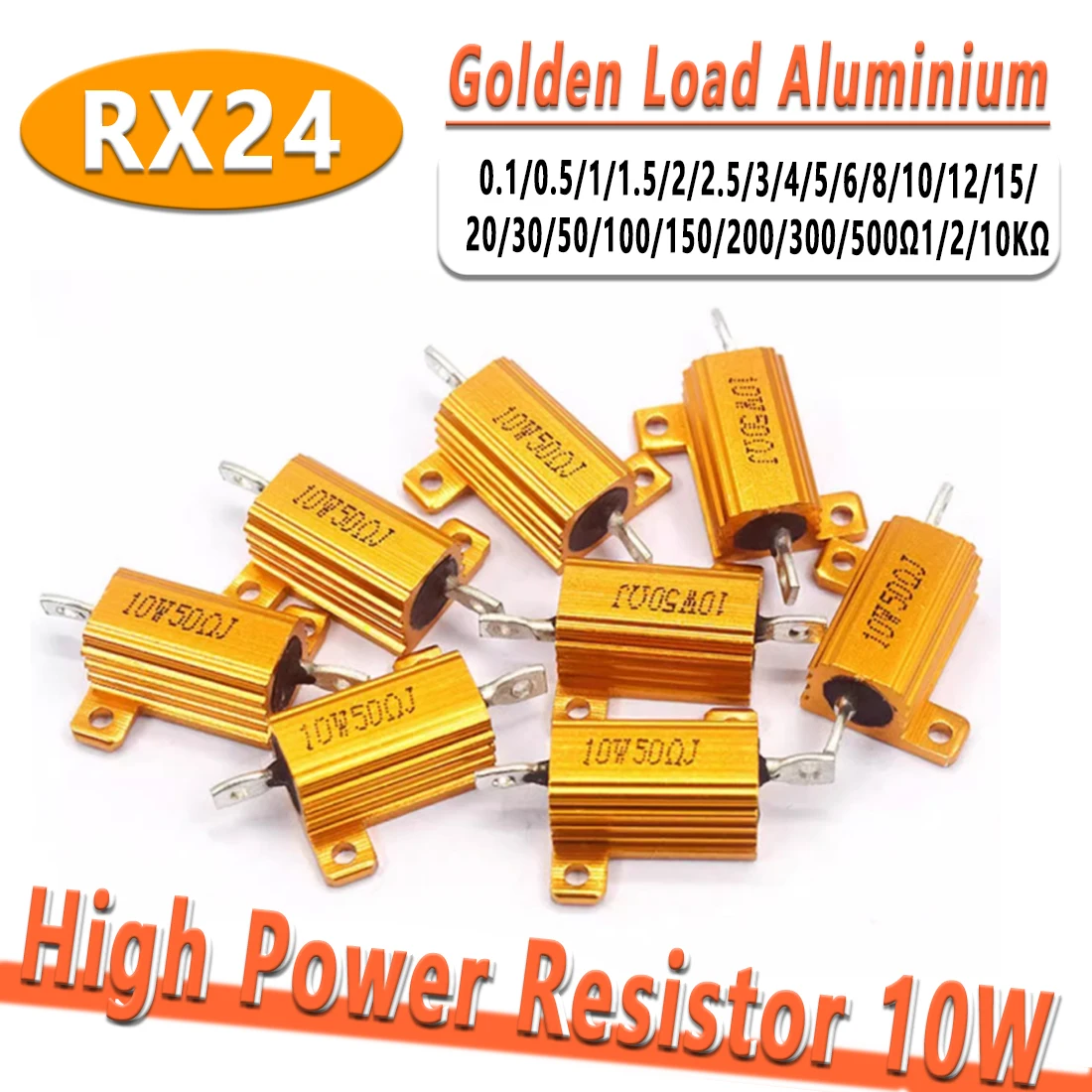 

Aluminum Power Metal Shell Case Wirewound Resistor 10W 0.1~10K 0.33R/0.1R/05R/0.22R/0.47R/0.68R/1R/2R~10K