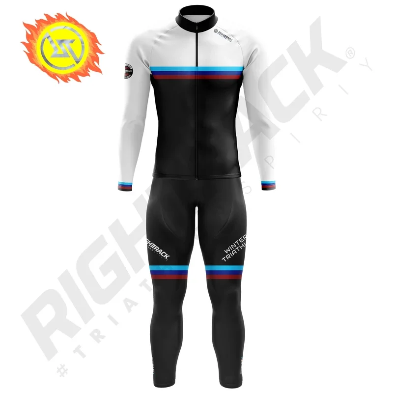 Pro Winter trithons trisuit thermal fleece long sleeve skinning suit cycling running dancing RightTrack Sports Apparel