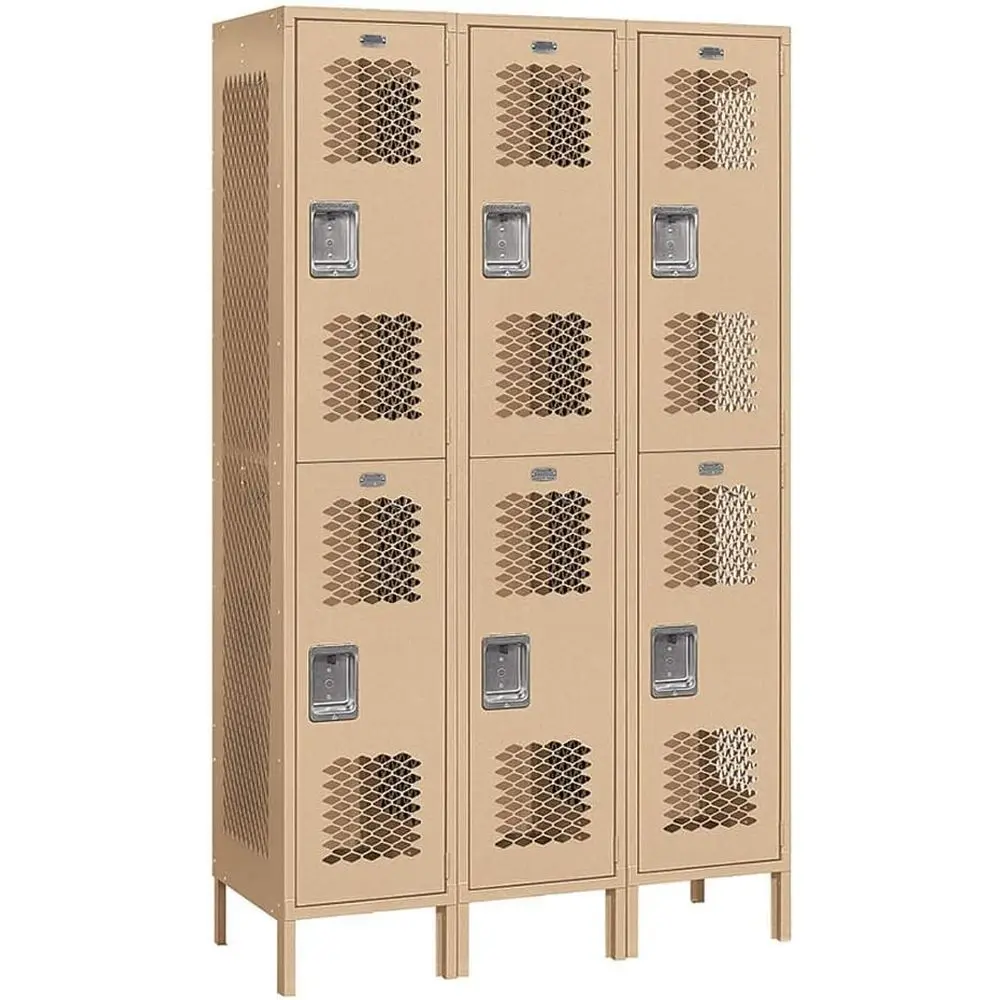 

Double Tier 45 Wide 6-Foot High 18 Deep Unassembled Extra Wide Vented Metal Locker, Tan Brown