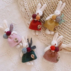 Johnature 2024 New Mori Animal Rabbits Doll Women Brooch Versatile Cute Corsage Girl Accessories Japanese Brooch