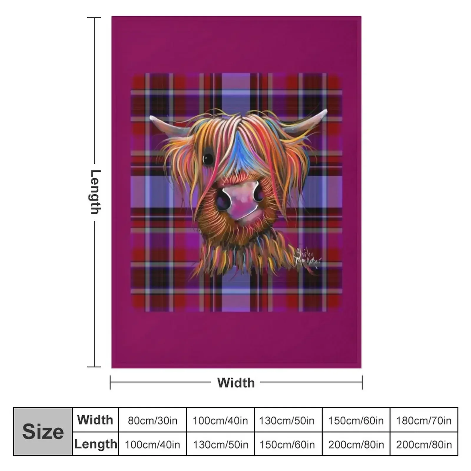 HiGHLaND CoW PRiNT ' TaRTaN BRuCe P ' BY SHiRLeY MacARTHuR Throw Blanket Vintage Cute Plaid Beach For Sofa Thin Blankets