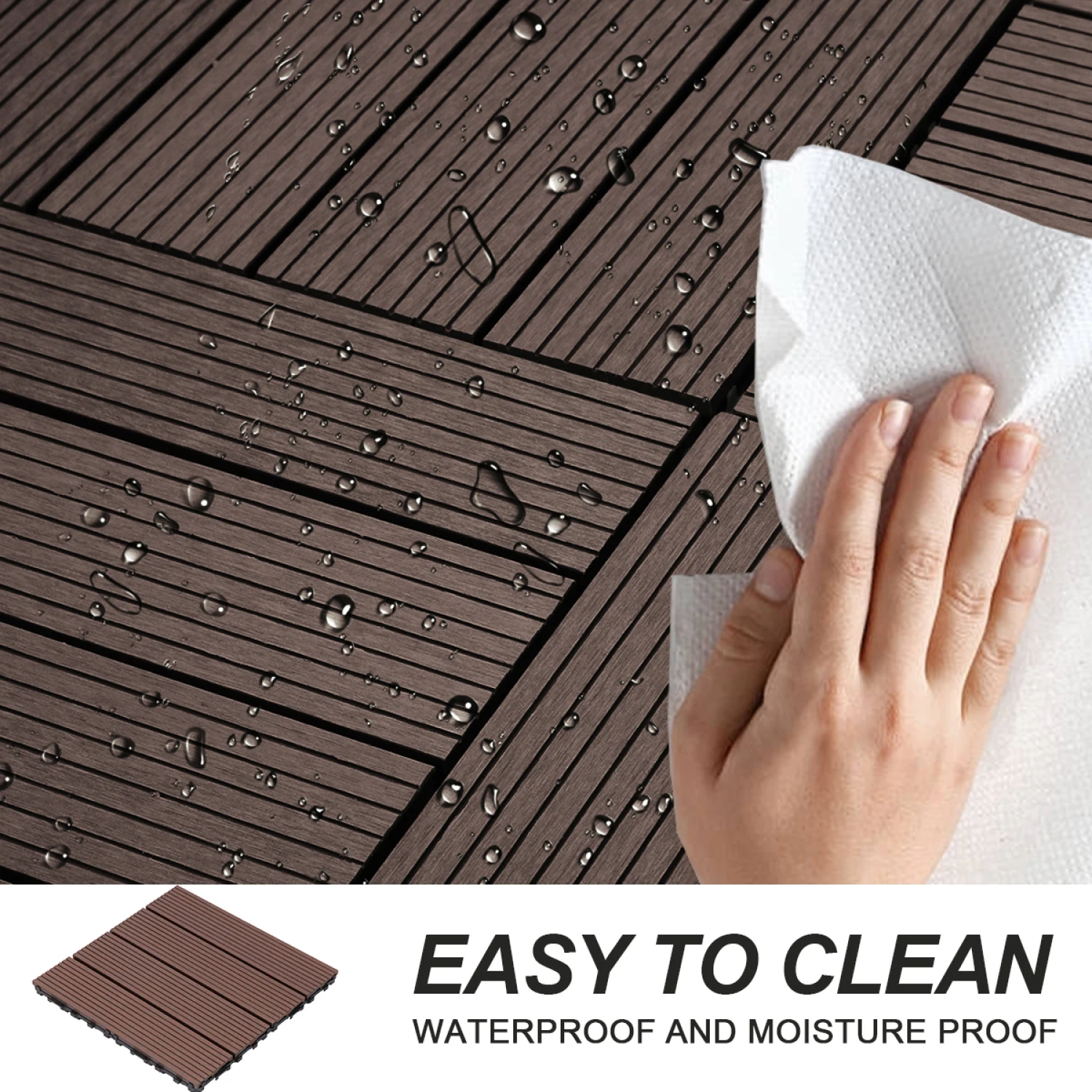 

Wood Plastic Composite Deck Tiles Set of 20pcs, Composite Decking Resist Rust, Water, Weather, Indoor&Outdoor, Easy to DIY & Mai