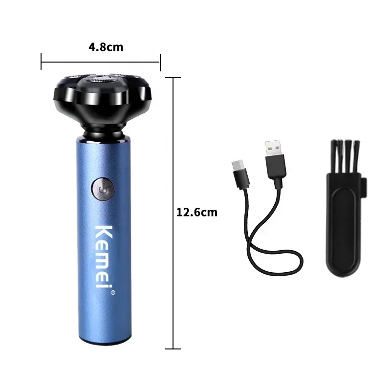 Kemei Men Electric Shaver Machine Shaving Mini Portable Razor Beard Trimmer IPX5 Waterproof Fashionable Type-c USB Rechargeable